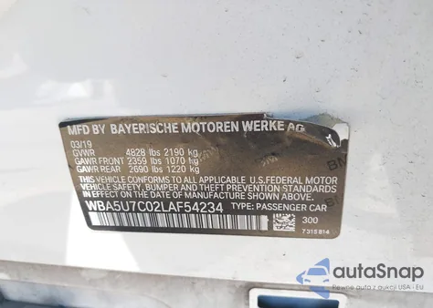 2020 BMW 3 Series M340I z USA, uszkodzony, nr VIN WBA5U7C02LAF54234